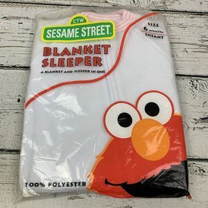 Vintage Sesame Street Elmo Infant Blanket Sleeper 6 Months NWT Full Zipper White
